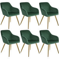 ESSZIMMERSTUHL 6er Set Marilyn 58 x 62 x 82 cm dunkelgrün/gold - Dunkelgrün/Goldfarben, Textil (58/82/62cm) - tectake