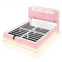 STAURAUMBETT 160/200 cm mit LED, USB und Stauraum, DE-02116, in Rosa - Pink, Metall (160/200cm) - ComfortXL