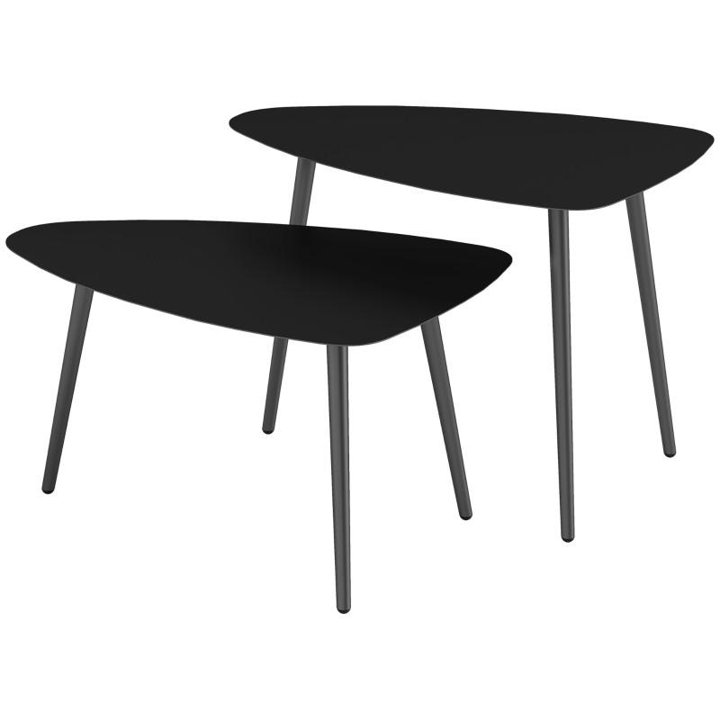 COUCHTISCH 2er Set 65/45/45 cm Schwarz aus Stahl mit geometrischem Design - Schwarz, Metall (65/45/45cm) - OKWISH
