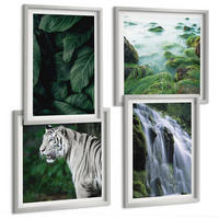 BILDER SET 4er Set - 50x50 cm & 40x60 cm Silberner Rahmen - Blätter des Weißen Tigerwasserfalls - Silberfarben, Kunststoff (50/50cm) - TULUP