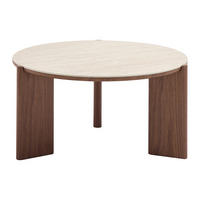 COUCHTISCH - 85 cm x 80 cm - holz - naturfarben dunkel, beige Munyra - Beige/Naturfarben, Keramik/Holz (80/85/40.5cm) - Vente-Unique