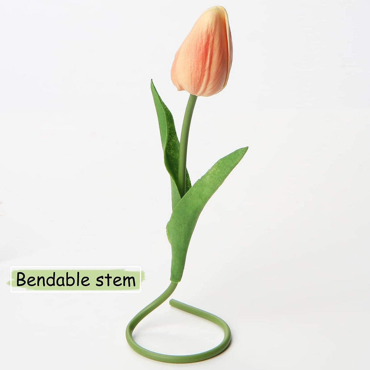 KÜNSTLICHE Tulpen 10 Stück Set Rosa Orange Latex 34 cm - Rosa, Kunststoff (34cm)