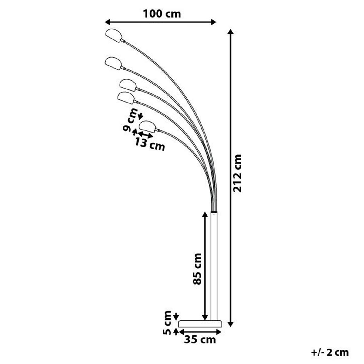 STEHLAMPE Flinders 100/100/212 cm - Silberfarben, Metall (100/100/212cm) - Beliani