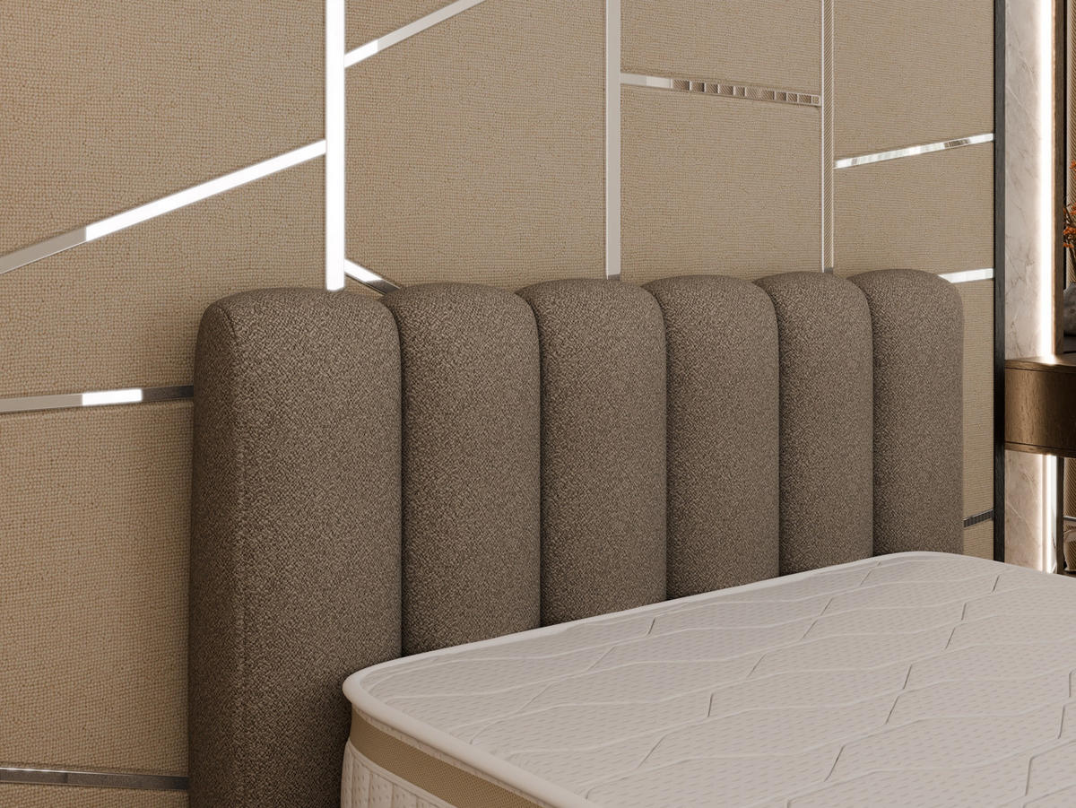 POLSTERBETT Zaira 140x200cm – Elegantes Polsterbett für modernen Wohnstil , ZONIERTE MULTI-TASCHEN-FEDERKERN (24cm), braun - Braun, Holz (140/200cm) - Panda Möbel