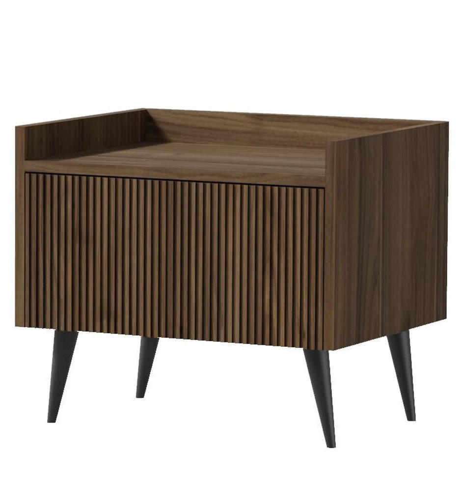NACHTTISCH Arysa in Braun Walnuss Holzoptik 52/45/41 cm - Walnussfarben/Schwarz, Holzwerkstoff/Metall (52/45/41cm) - WFL GROUP