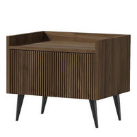 NACHTTISCH Arysa in Braun Walnuss Holzoptik 52/45/41 cm - Walnussfarben/Schwarz, Holzwerkstoff/Metall (52/45/41cm) - WFL GROUP