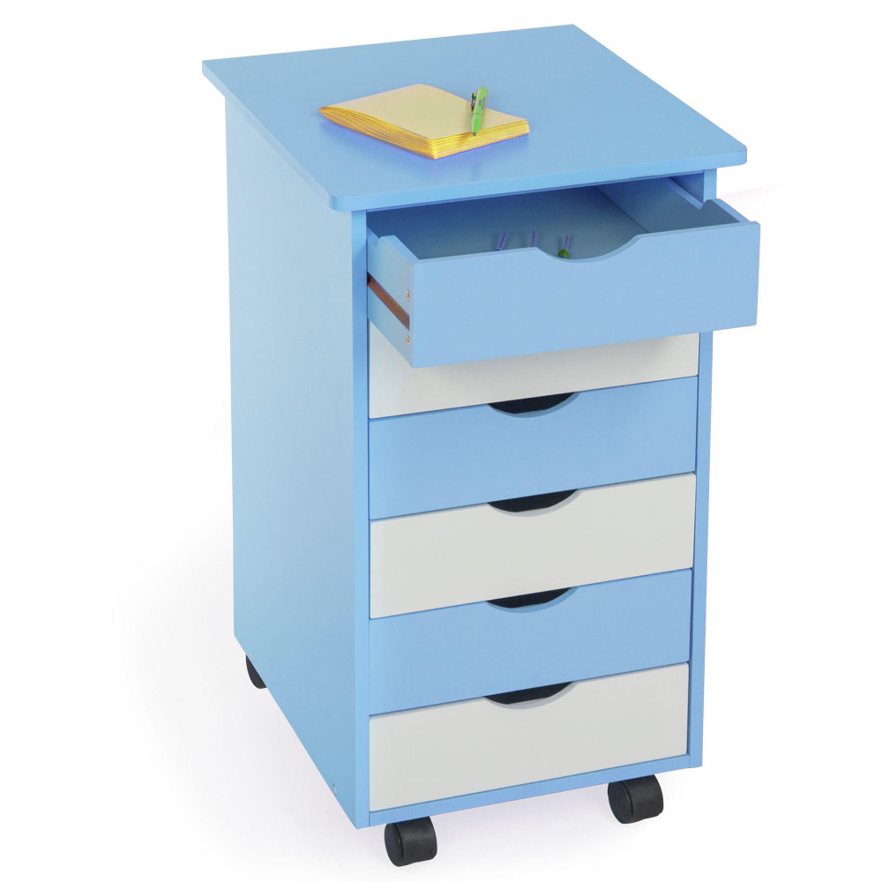 ROLLCONTAINER ,einfache Montage, 36 x 40 x 65 cm,blau - Blau, Holz (40/65/36cm) - tectake