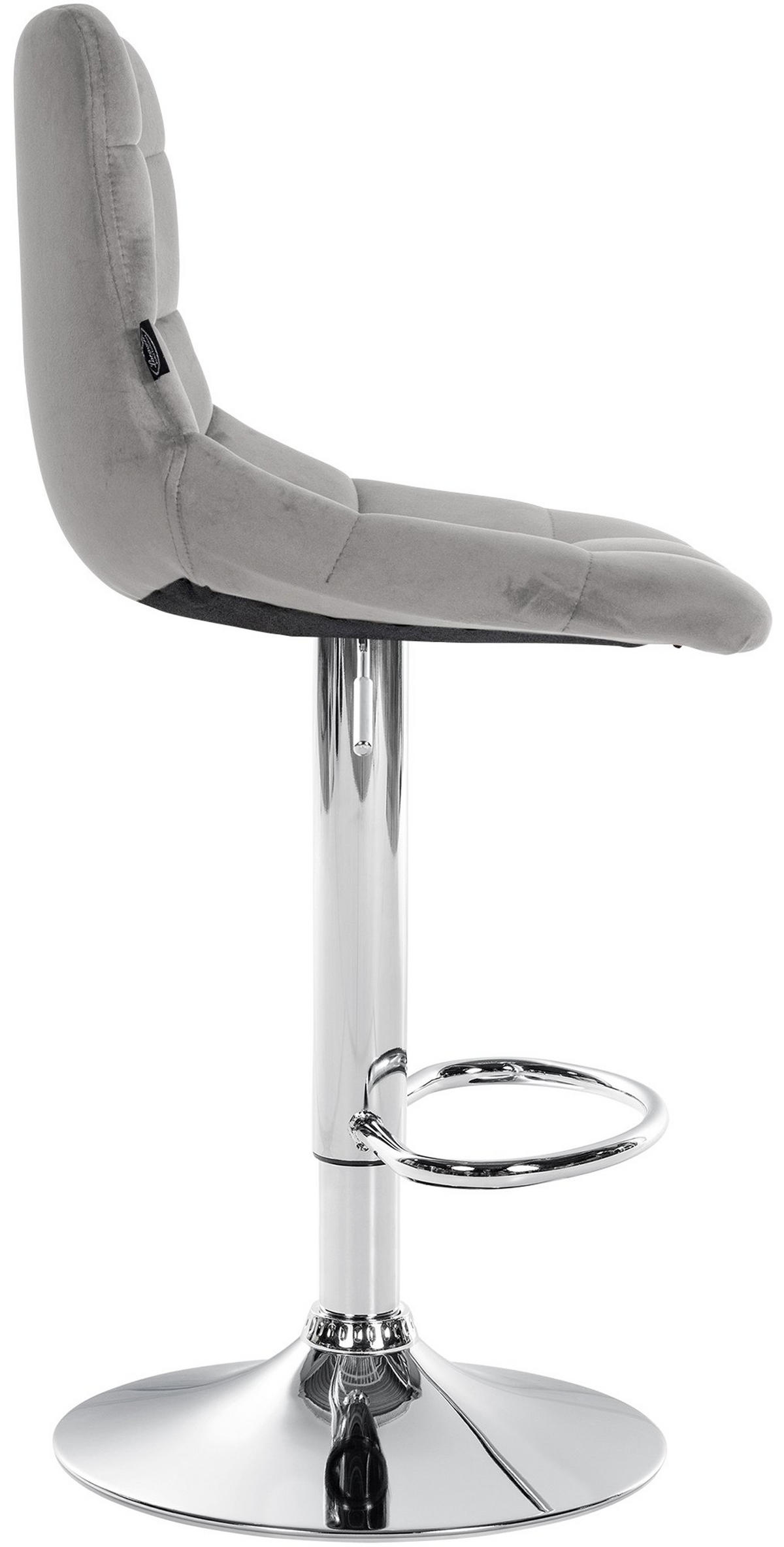 BARHOCKER 2er Set James Samt chrom grau - Chromfarben/Grau, Textil/Metall (43/108.5/46.5cm) - TPFLiving