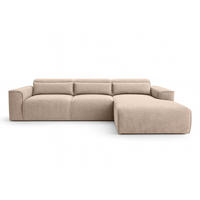 ECKSOFA L Form Ruyam Beige 310/165/78 cm – Schlaffunktion & Bettkasten R - Beige/Schwarz, Kunststoff/Textil (310/170cm) - AX Living