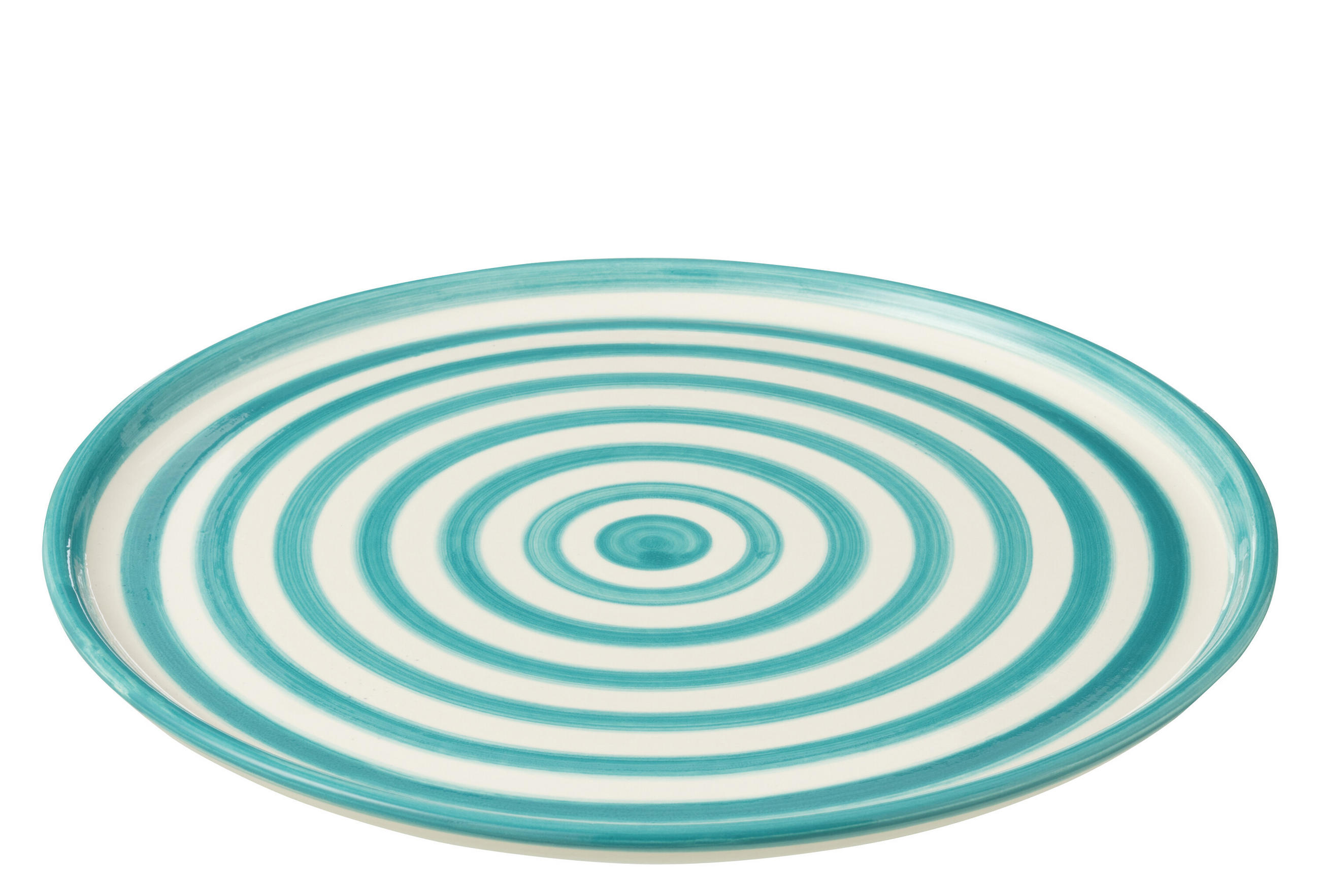 TELLER GRANADA STRIPES - Töpferei - Aqua - Multicolor, Keramik (34cm) - J-Line