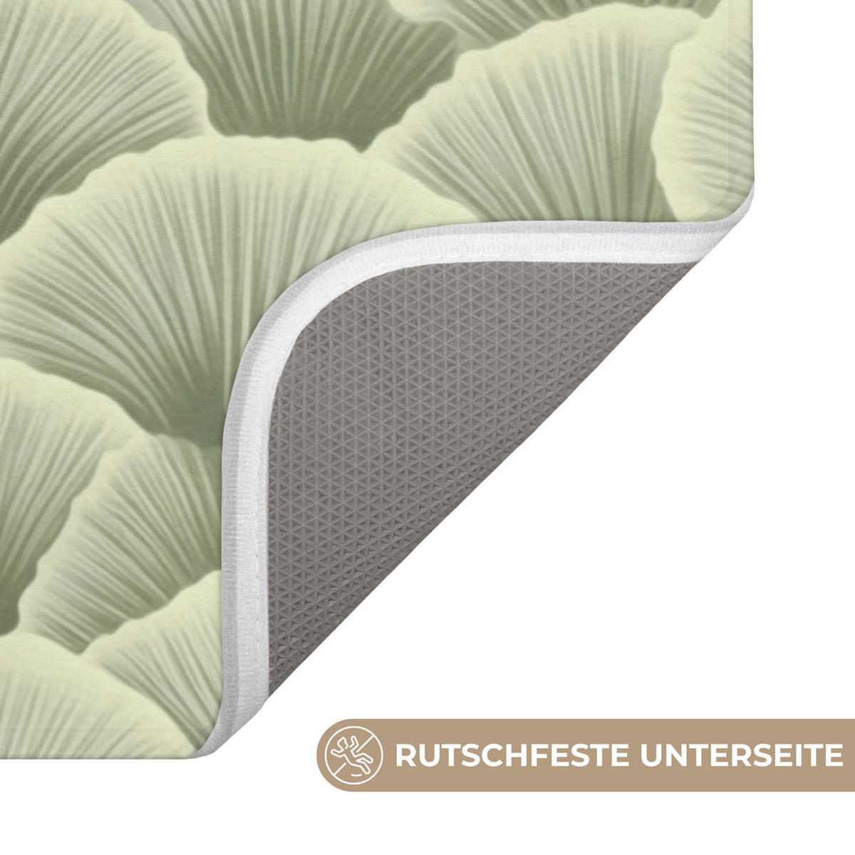 KOUPELNOVÁ PŘEDLOŽKA Vějíř - list - zelený 60x40 cm - pastelově zelená, textil/plast (60/40cm)