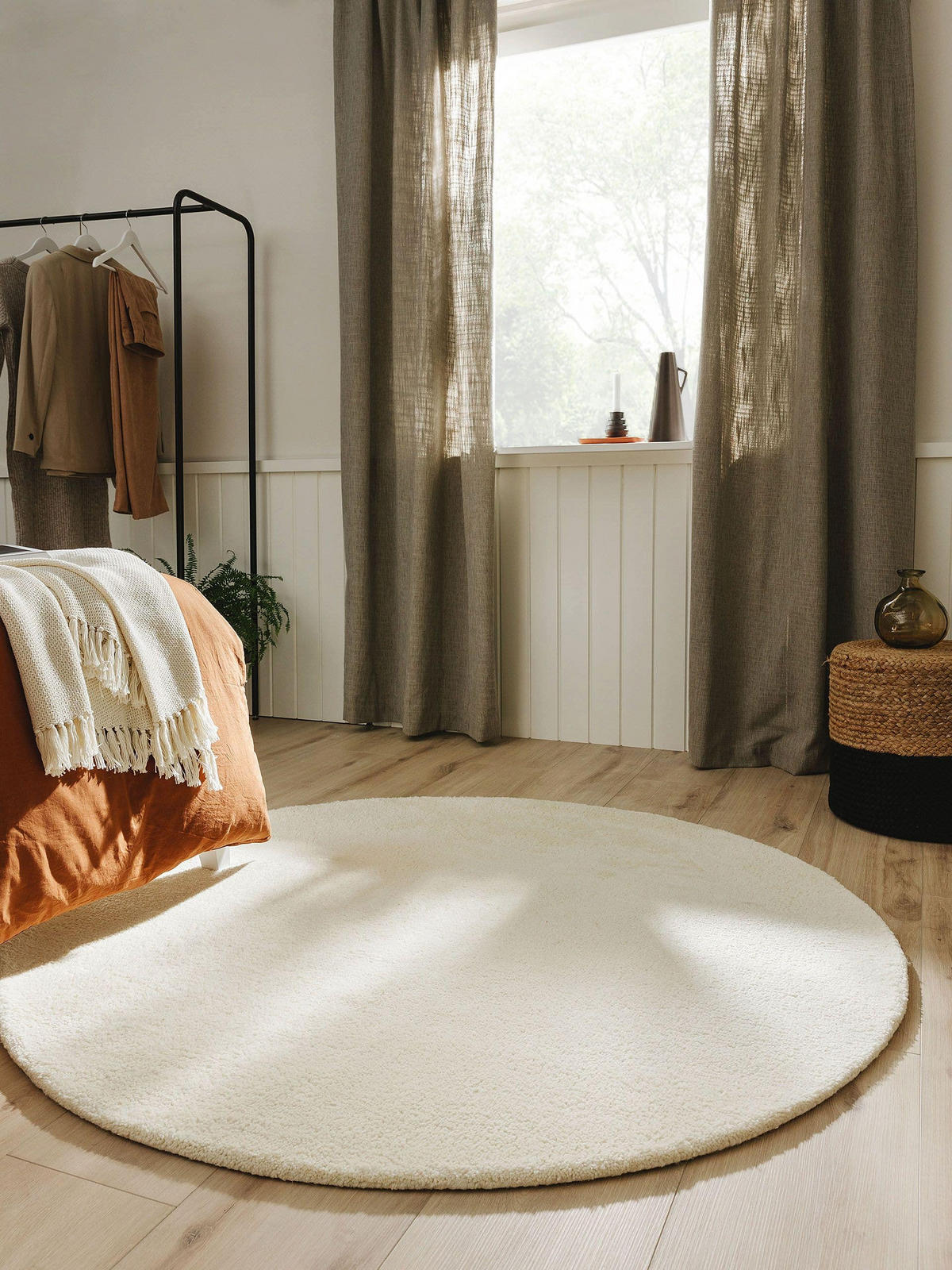 WOLLTEPPICH rund Berber Cream ø 100 cm rund - Creme, Textil (100/100cm) - benuta Pure