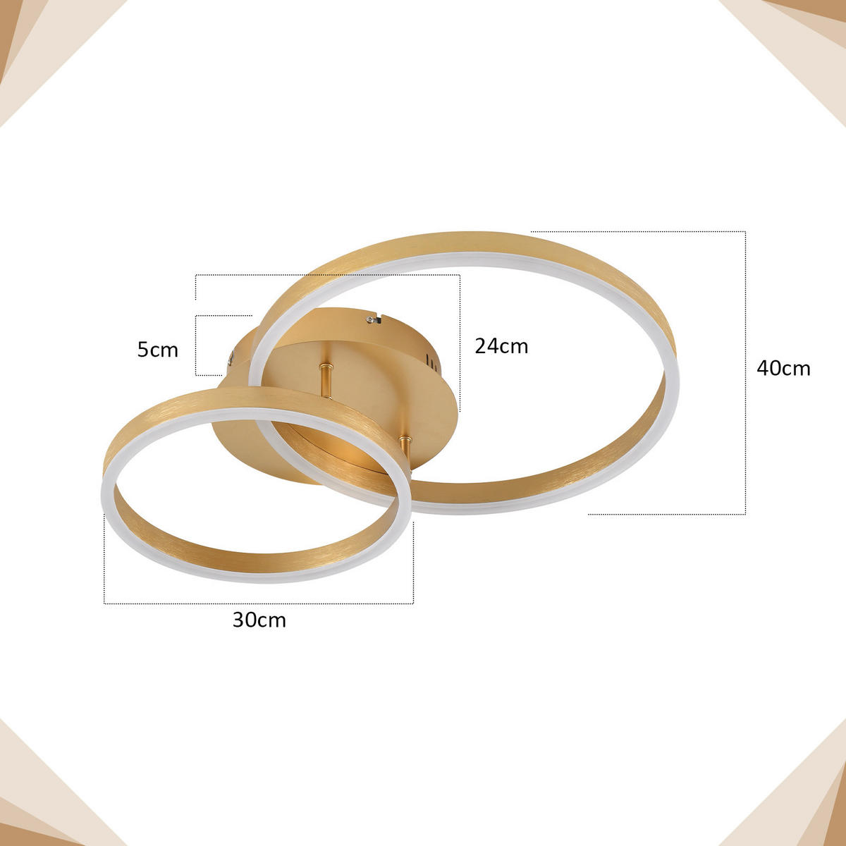 LED-DECKENLEUCHTE Peldar 59.0/40.0/12.0 cm - Goldfarben, Metall (40/59/12cm) - ZMH