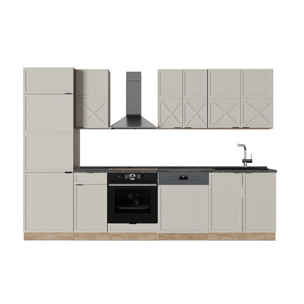 KITCHENETTE Fame-Line GriBej/Goldkraft Stejar 300 cm , AP Antracit