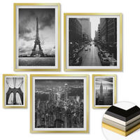 WANDBILDER 5er Set - 50x50 cm & 20x30 cm & 40x60 cm Goldrahmen - Sommerstrände, Meereslandschaft - Goldfarben, Kunststoff (40/60cm) - ArtPrintCave