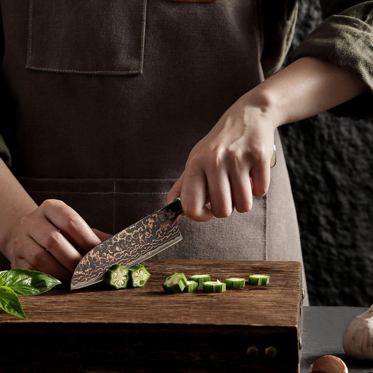 SANTOKU-MESSER 12 cm - Ahornfarben, Holz/Metall (24cm) - Zayiko