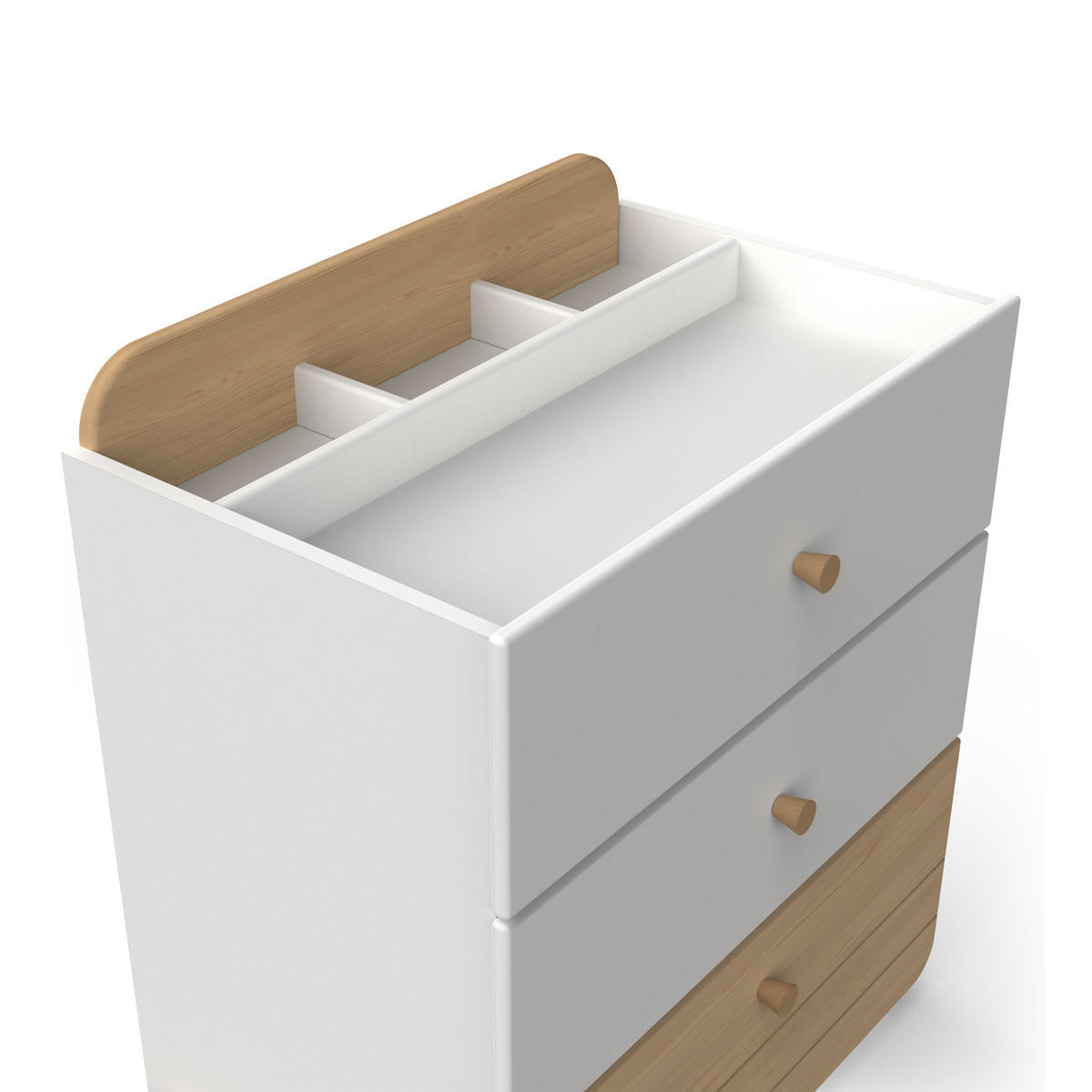 KOMMODE 3 Schubladen weiß und Eiche-Dekor H81,6 cm – EDAJ - Weiß, Holzwerkstoff (40.9/81.2/72.8cm) - Calicosy