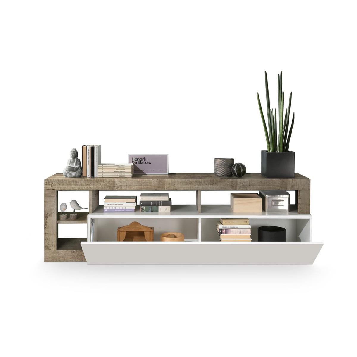 TV-MÖBEL 1 Klappe L184 cm - Frankfurt - Naturfarben, Holz (42/58/184cm) - Vente-Unique