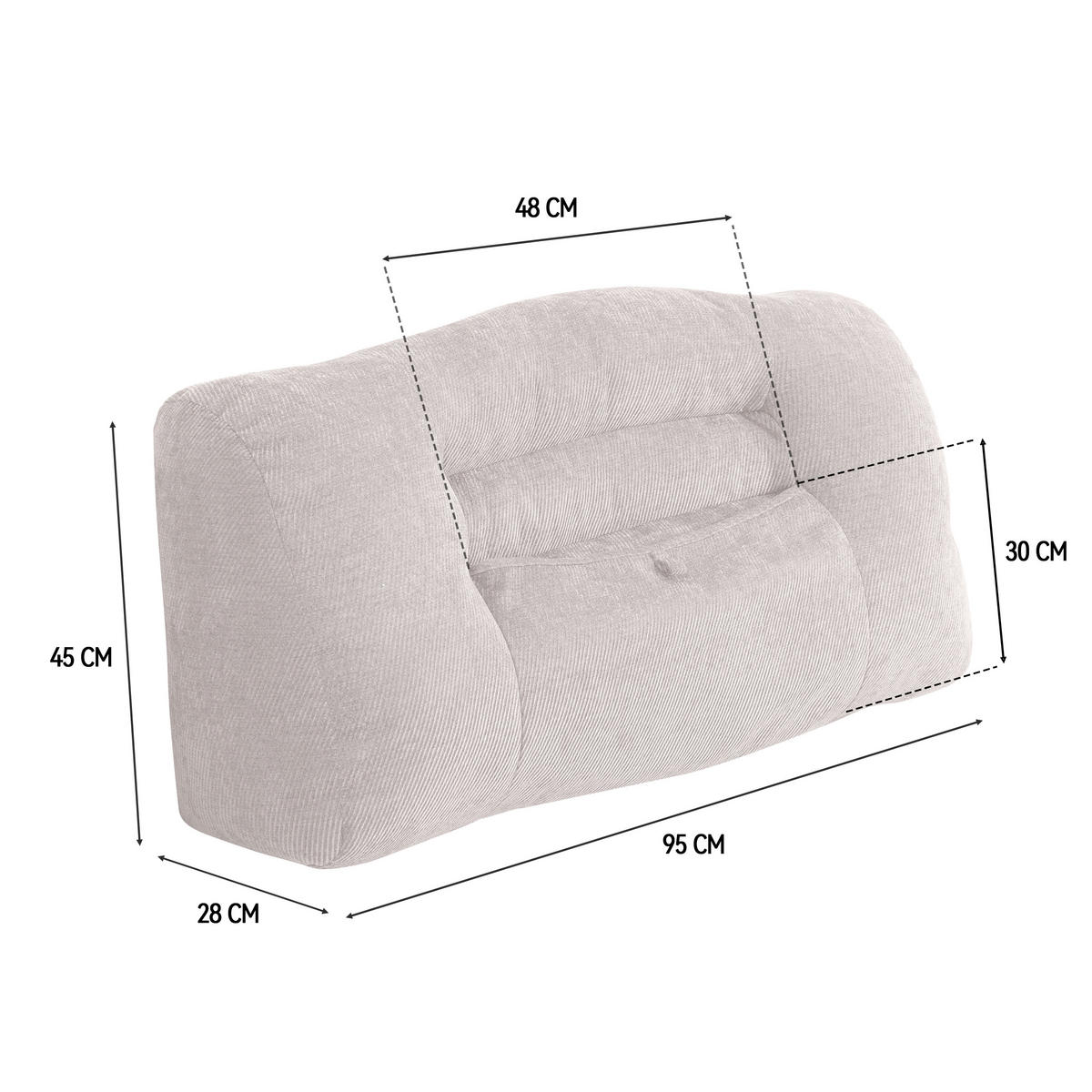 RÜCKENSTÜTZKISSEN für Sofa Bett Chenille 90cm Beige - Beige, Textil (90/22cm) - Vercart