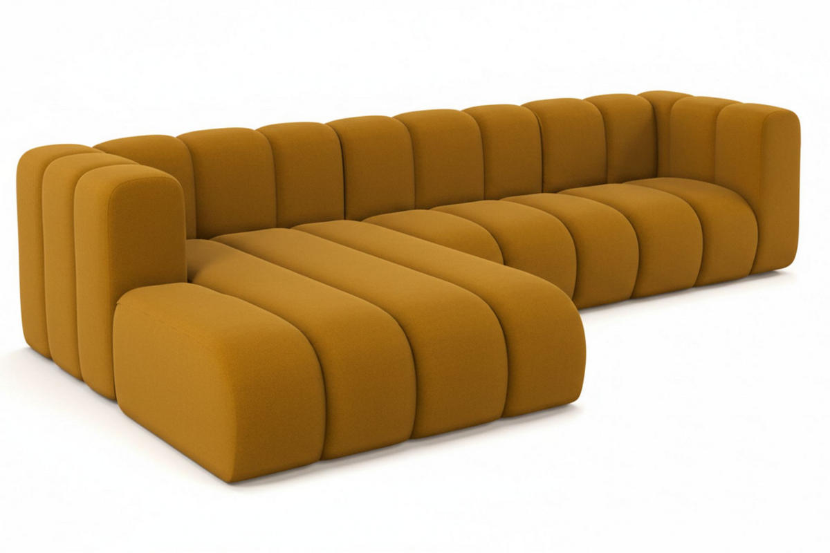 ECKSOFA L-Form Grand L 287 cm, Veloursstoff Salvador, Gelb, Links - Gelb, Holz (287/179cm) - Kaiser Möbel