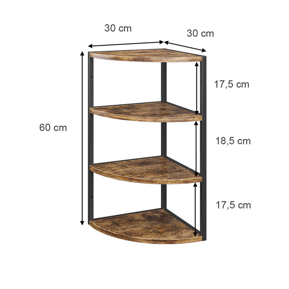 ECKREGAL Fyrk Antikholz 30 x 60 cm - Eichefarben/Schwarz, Holzwerkstoff (30/60/30cm) - Vicco