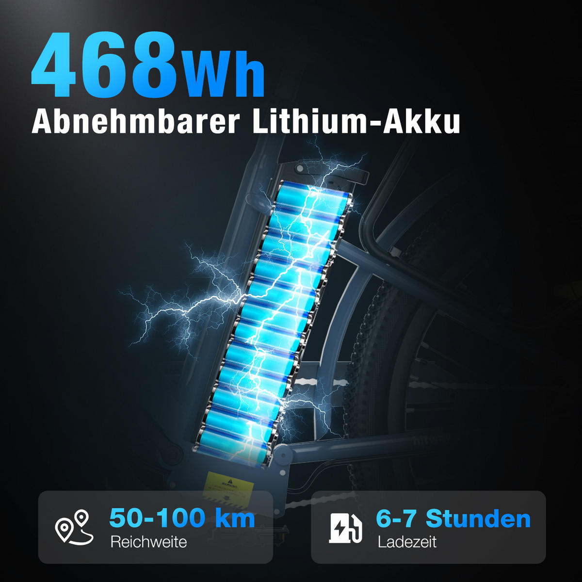 E-BIKE BK8SL 27.5 Zoll mit App 36V 13Ah Akku - Blau, Metall (76cm) - HITWAY