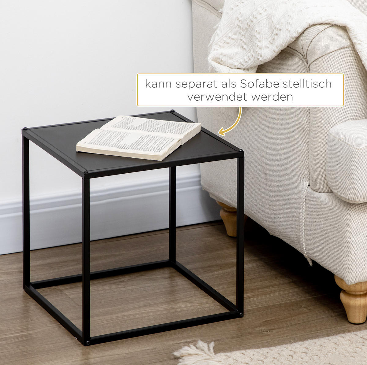 COUCHTISCH 40/40/40 cm und 35/35/35 cm Schwarz aus Stahl mit 2 Tischen - Schwarz, Metall (40/40/40cm) - OKMYHOME