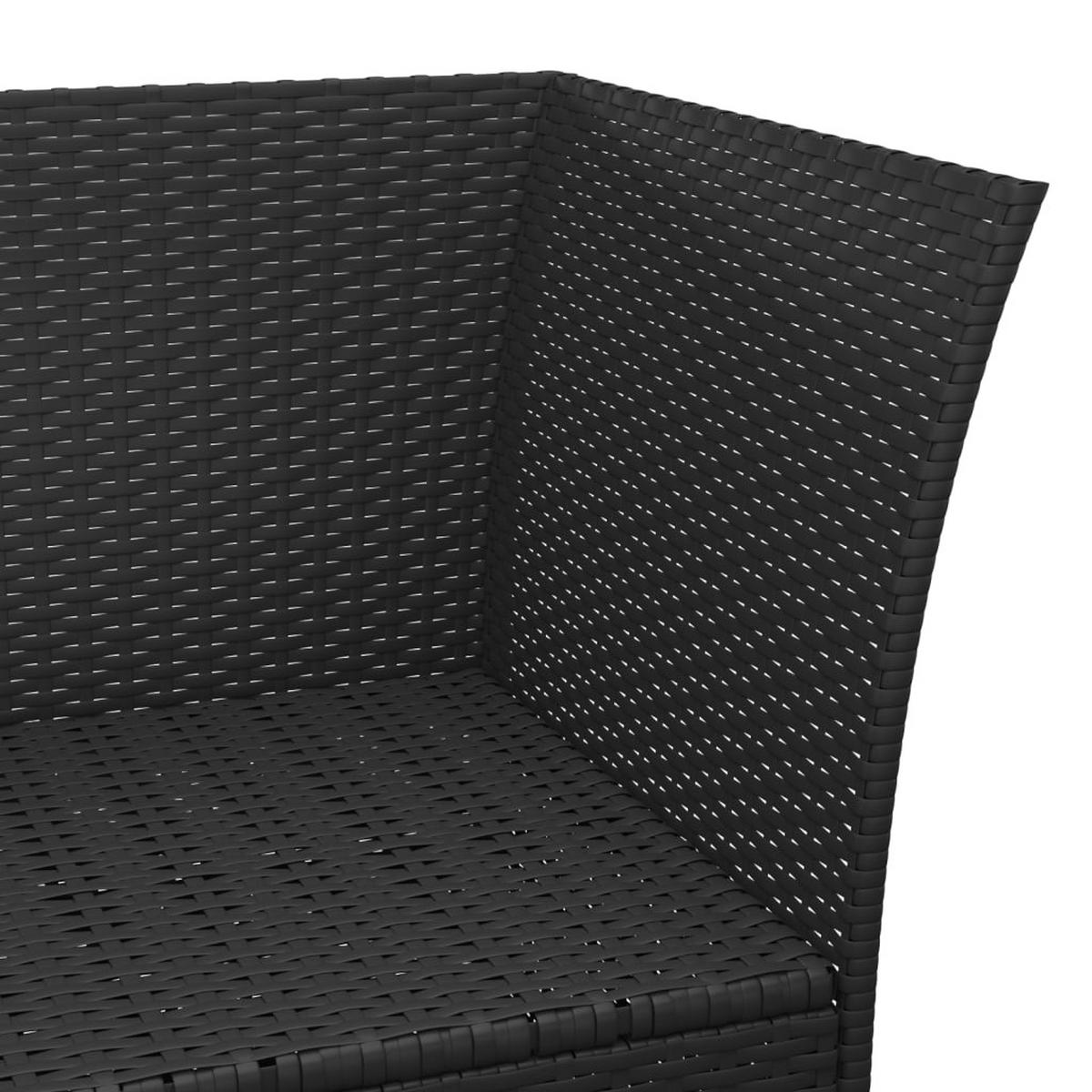 LOUNGEGARNITUR mit Kissen-Stauraum und Couchtisch, aus Poly Rattan, Schwarz, 3-teiliges Set - Schwarz, Kunststoff - vidaXL
