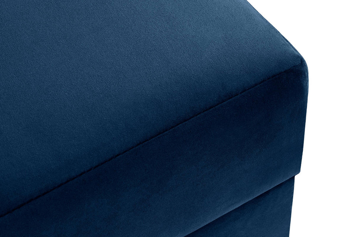 SITZHOCKER ERISO Polsterhocker aufklappbarer, Velour-Stoff, marineblau - Blau/Braun, Textil (71/43/71cm) - KONSIMO®