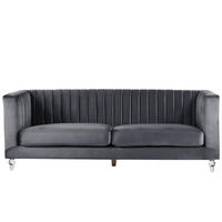 3-SITZER-SOFA Samtstoff Dunkelgrau Arvika - Dunkelgrau, Textil (204/75/78cm) - Beliani