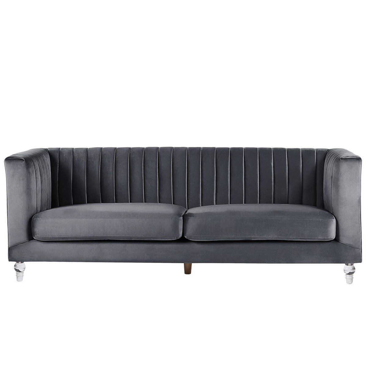 3-SITZER-SOFA Samtstoff Dunkelgrau Arvika - Dunkelgrau, Textil (204/75/78cm) - Beliani