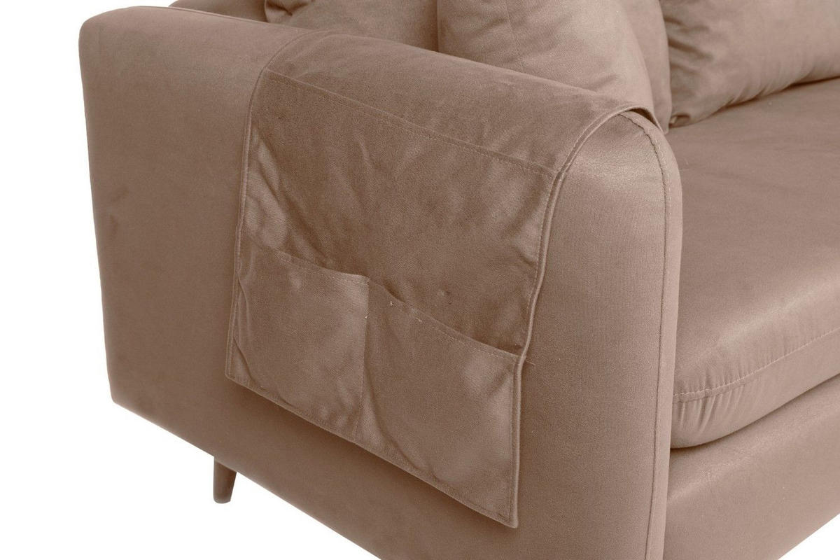 ECKSOFA kompakt, Gesamtbreite 215 cm, perfekt für kleine Räume - Nussbaumfarben/Braun, Holz/Textil (145/215cm) - myHomelando