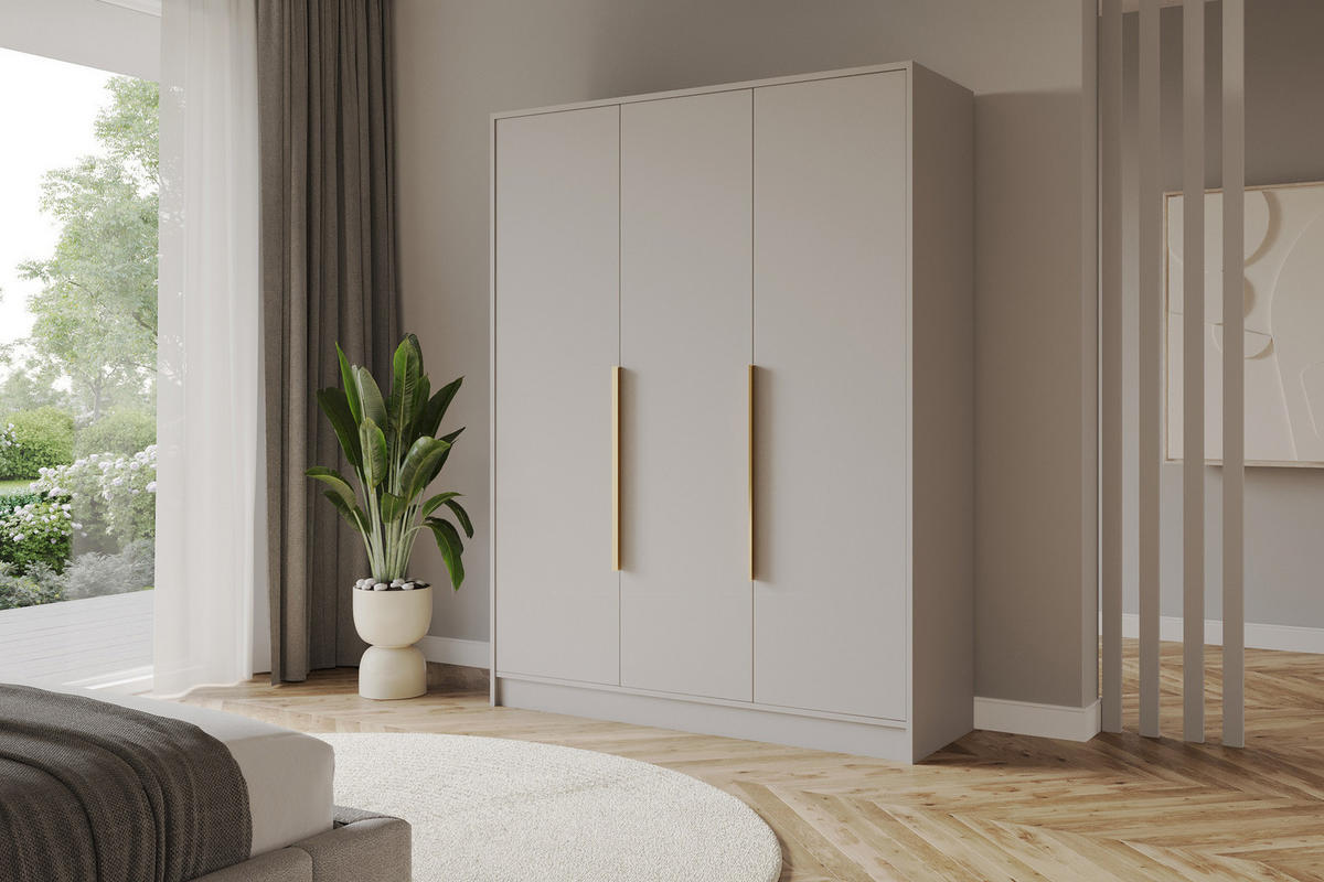KLEIDERSCHRANK - PORTO - 150 - Kaschmir - Kaschmir/Goldfarben, Holzwerkstoff (150/200/51cm) - ALTDECOR