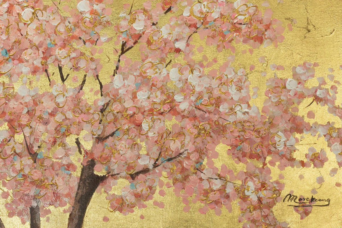 ÖLGEMÄLDE 120/60 cm - Pink/Braun, Holz/Textil (1.94/60cm) - KUNSTLOFT