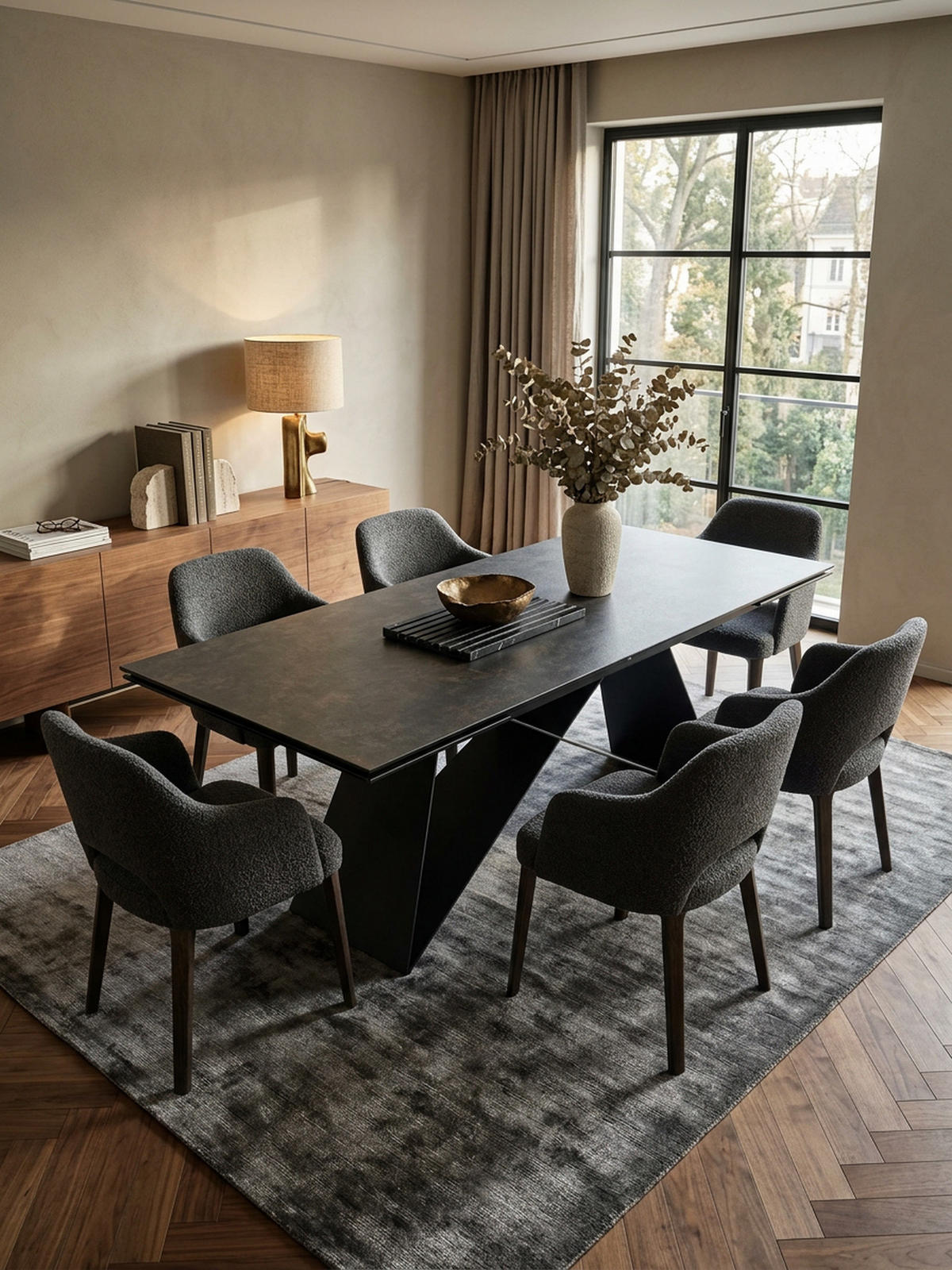 ESSTISCH Ausziehbar Keramik Glas Marmoroptik Rechteckig Groß, Schwarz 180x95x78 cm - Schwarz, Keramik/Metall (95/180/78cm) - KADIMA DESIGN