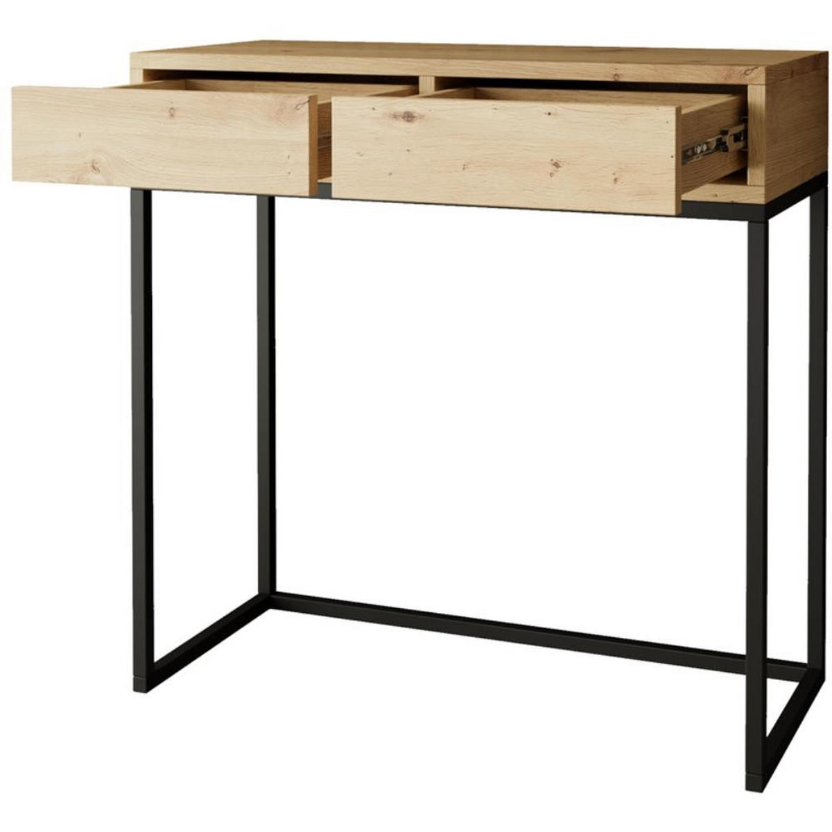 KONSOLENTISCH Lango 80/85/35 eiche Artisan mit schwarzen Matellbeinen - Schwarz/Eiche Artisan, Holzwerkstoff/Metall (35/80/85cm) - Beautysofa