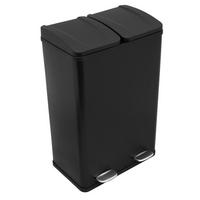 TRETMÜLLEIMER 60l Doppel Abfalleimer - Schwarz - Schwarz, Metall (47/1/36cm) - Monstershop