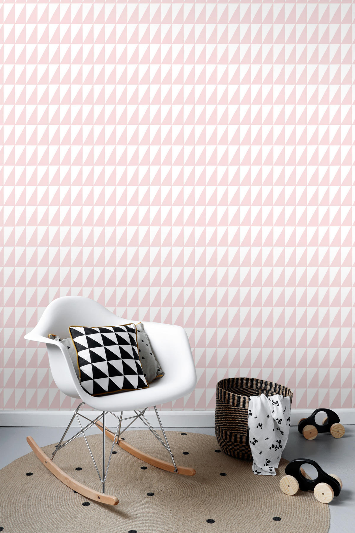 TAPETE grafische Dreiecke 53 cm x 10.05 m - Pink, Papier (53/0.1cm) - ESTAhome