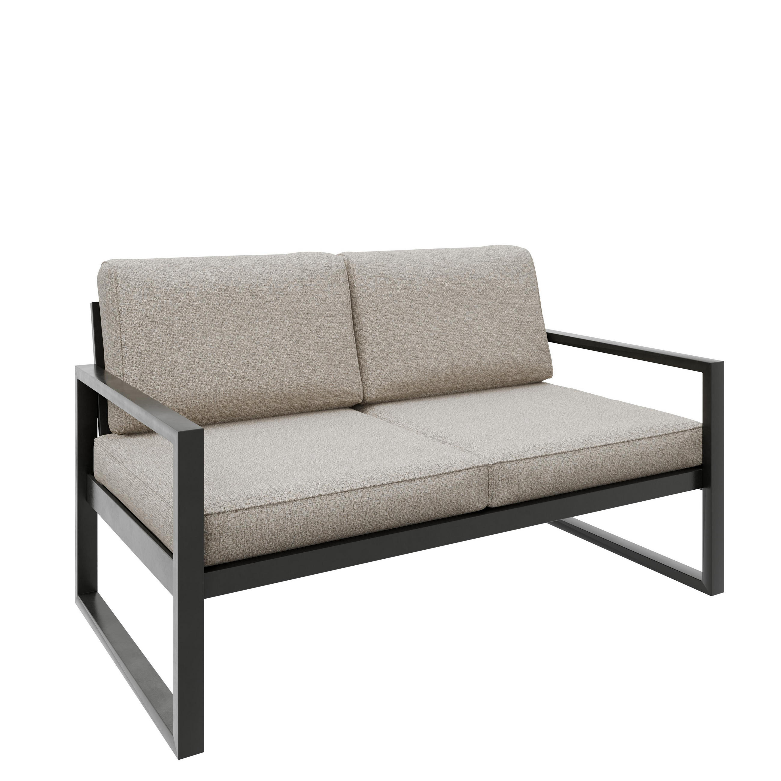 GARTENSOFA 2 Sitzer Madera 146x80cm, schwarz, ecru - Ecru/Schwarz, Kunststoff/Metall (146/86/80cm) - Margaret Hadas24