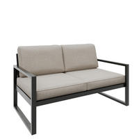 GARTENSOFA 2 Sitzer Madera 146x80cm, schwarz, ecru - Ecru/Schwarz, Kunststoff/Metall (146/86/80cm) - Margaret Hadas24