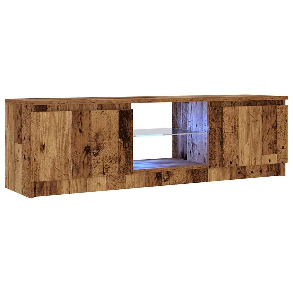 TV-SCHRANK Mit Led-Leuchten Altholz-Optik 120/30/36 Cm - Braun, Holzwerkstoff (30/36/120cm) - vidaXL