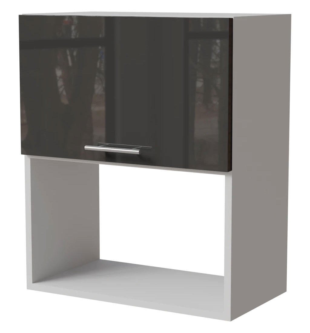 MIKROWELLENUMBAUSCHRANK Essen W2MK/60 Graphit Hochglanz / Weiß Matt 60 / 32,5 / 72cm - Graphitfarben/Weiß, Holz/Holzwerkstoff (60/32.5/72cm) - Feldmann-Wohnen