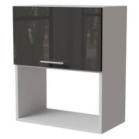 MIKROWELLENUMBAUSCHRANK Essen W2MK/60 Graphit Hochglanz / Weiß Matt 60 / 32,5 / 72cm - Graphitfarben/Weiß, Holz/Holzwerkstoff (60/32.5/72cm) - Feldmann-Wohnen