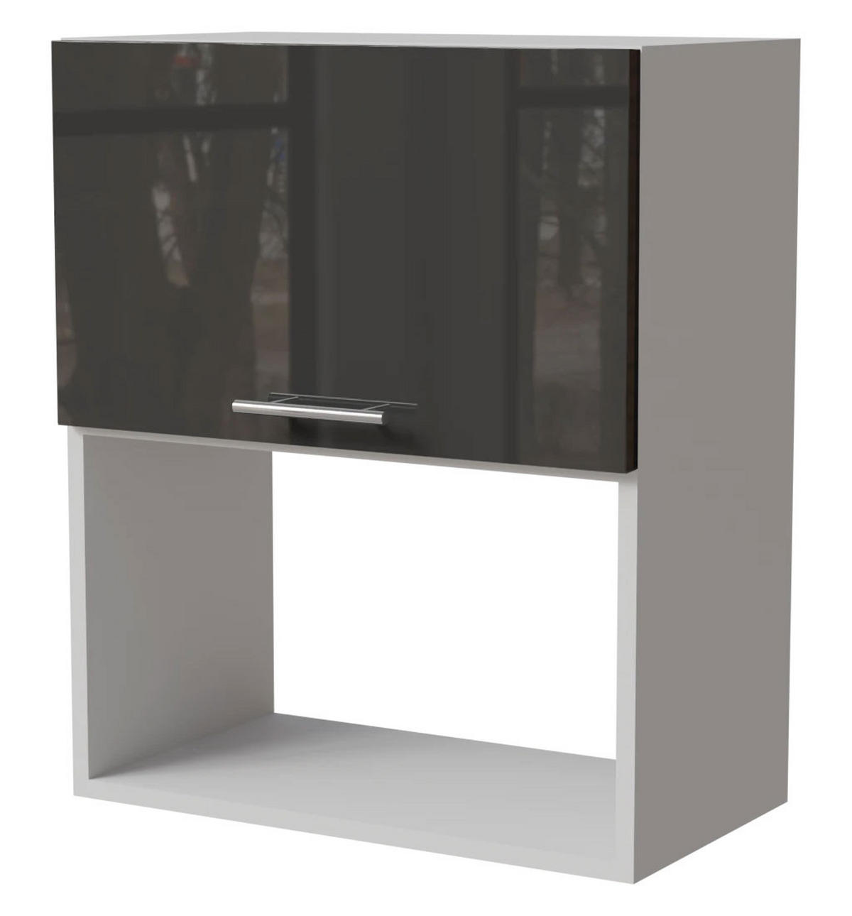 MIKROWELLENUMBAUSCHRANK Essen W2MK/60 Graphit Hochglanz / Weiß Matt 60 / 32,5 / 72cm - Graphitfarben/Weiß, Holz/Holzwerkstoff (60/32.5/72cm) - Feldmann-Wohnen