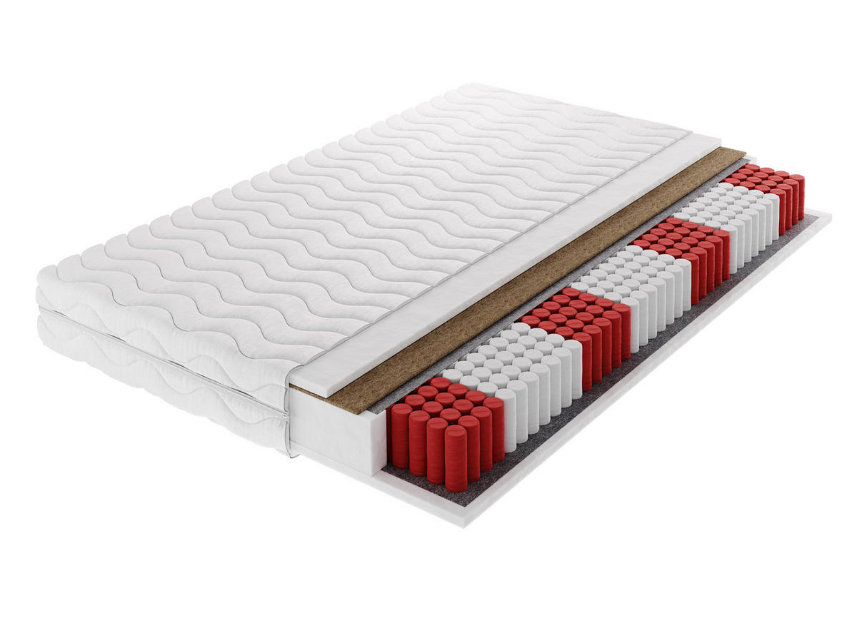 TASCHENFEDERKERNMATRATZE CORANTO MULTI Multipocket 140x200, H3/H4, Höhe ca.: 19 cm - Weiß, Textil (140/200cm) - MASSENO