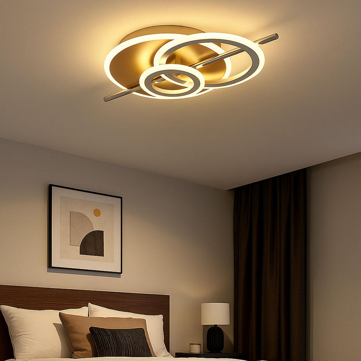 LED DECKENLEUCHTE NORRIS Champagner verchromt - Champagner, Metall (55/32/8.5cm) - Globo Lighting