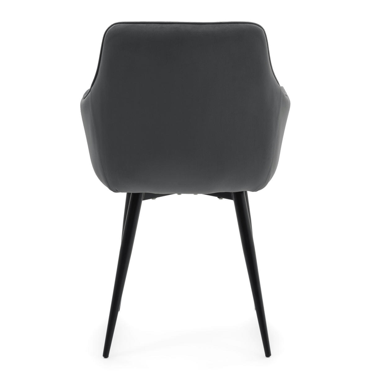 STUHL GALLO gespolstert mit Steppung - grau - Samt Velours - Schwarz/Grau, Textil/Metall (58/88/58cm) - NEW HOME