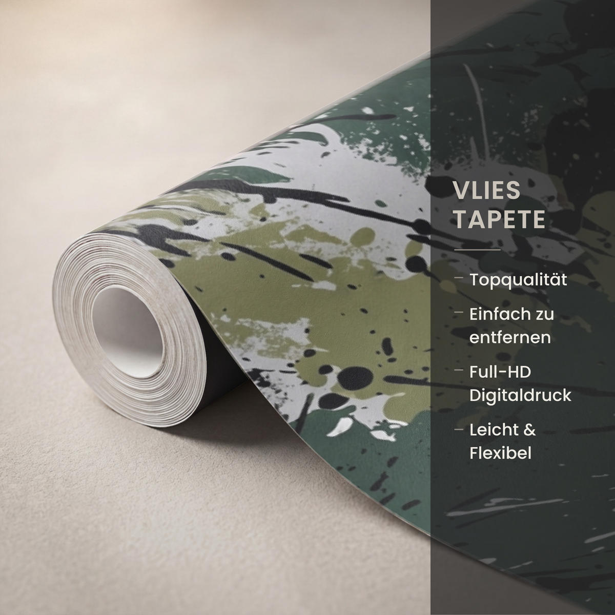 KINDERTAPETE - Fußball - Farbe - Spritzer - Grün - 140x240 cm - Dunkelgrün, Papier (140/240cm) - OnlyWow
