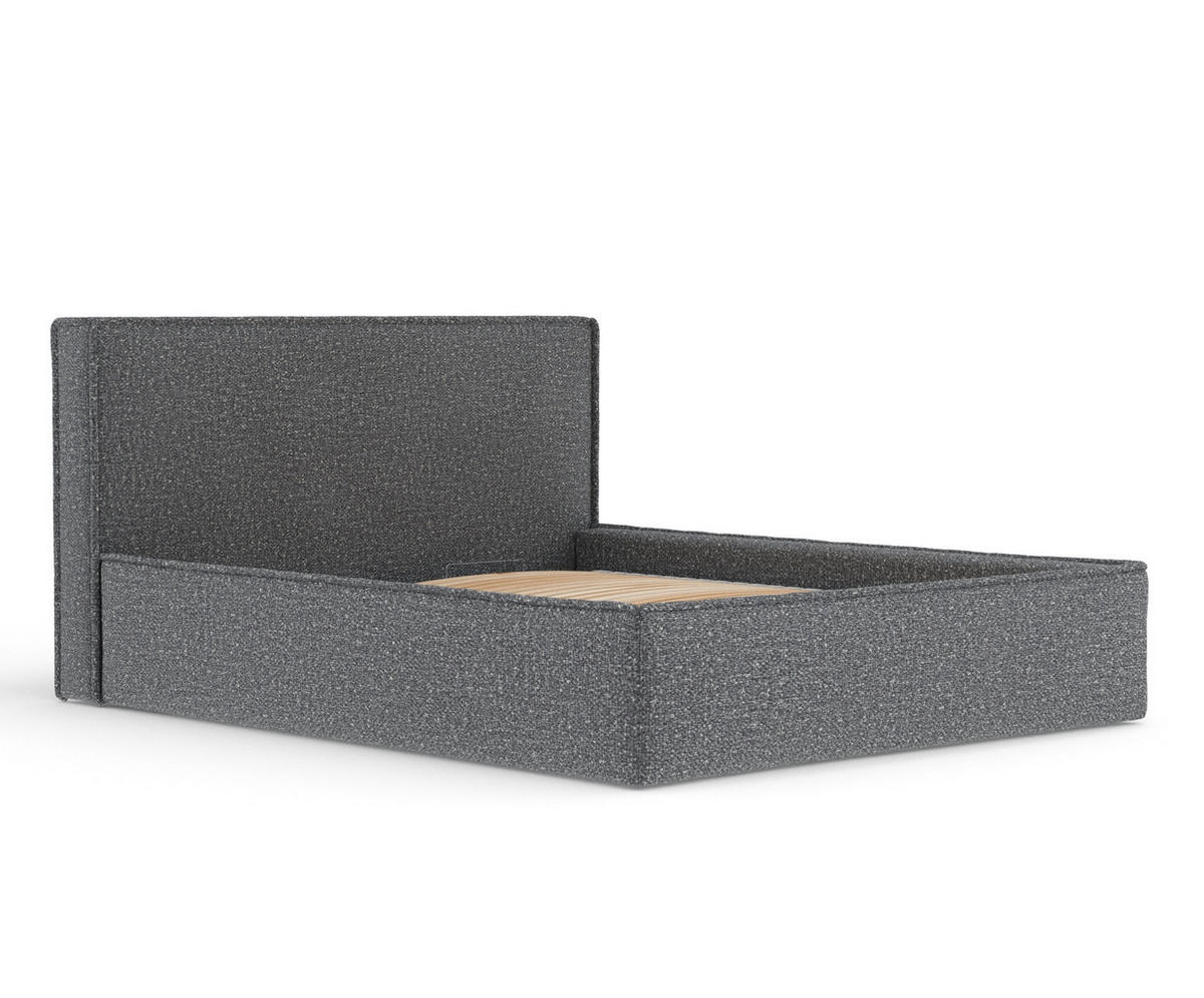 POLSTERBETT Lounge Dunkelgrau 160/200 cm im Plüschstoff - Dunkelgrau/Naturfarben, Holz/Holzwerkstoff (160/200cm) - Maison de Reve