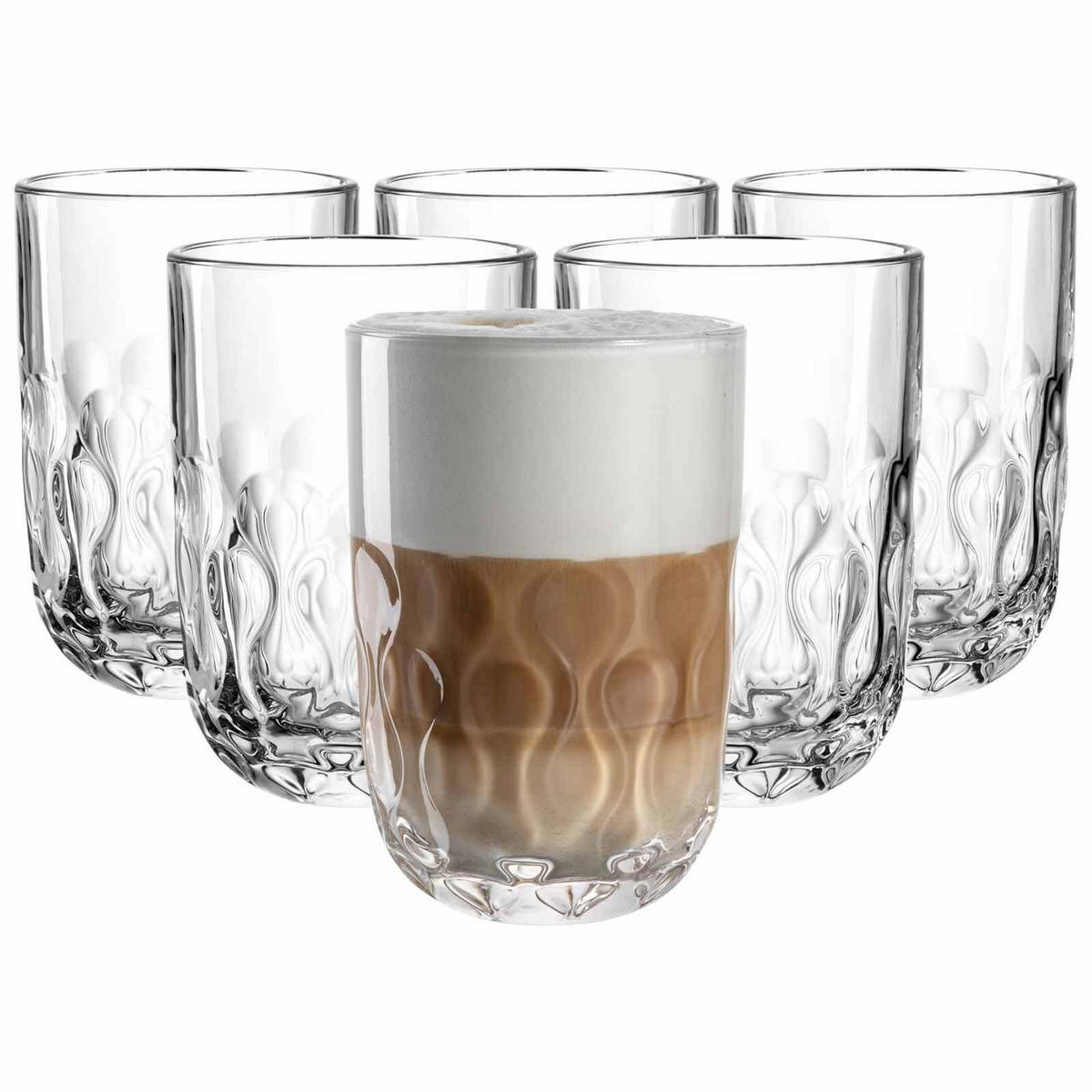 LATTE MACCHIATO GLÄSER (2) Gocce transparent 390 ml 6er Set - Transparent, Glas (0.39L) - Leonardo Living